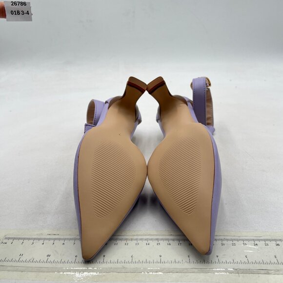 Pazzion Purple Pointed Toe D'Orsay Pumps Ankle Strap Buckles Low Heel Sandals - Picture 7 of 8